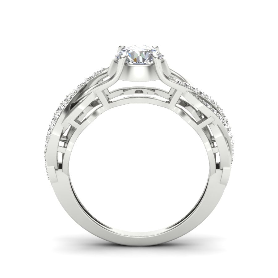 1.06 TW Unique wedding engagement ring Round Cut Lab Grown Diamond Ring Round Prong setting With Multi Tone Gold Ring PR473