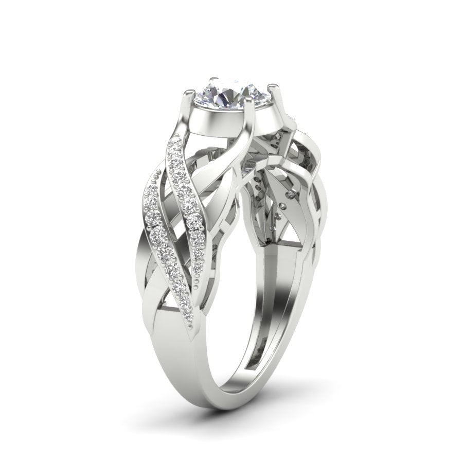 1.06 TW Unique wedding engagement ring Round Cut Lab Grown Diamond Ring Round Prong setting With Multi Tone Gold Ring PR473