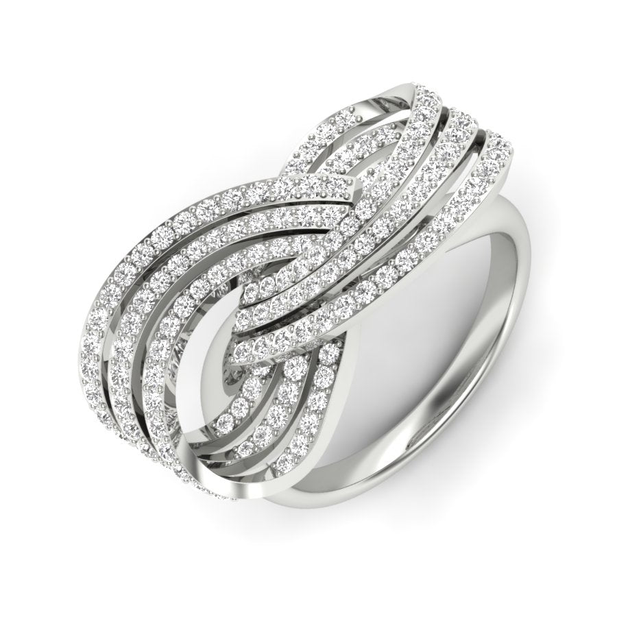 1.02 TW Prong Set & Crossover Ring Round Cut Lab Grown Diamond Ring Engagement Ring Wedding Ring Bridal Ring PR474