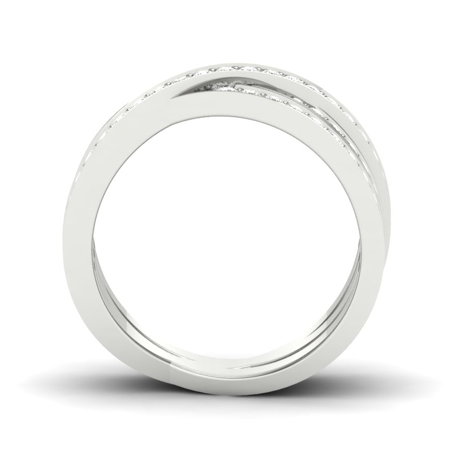 0.62 TW Pave & Prong Set Ring Crossover Ring Round Cut Lab Grown Diamond Ring Engagement Ring Wedding Ring Bridal Ring PR478