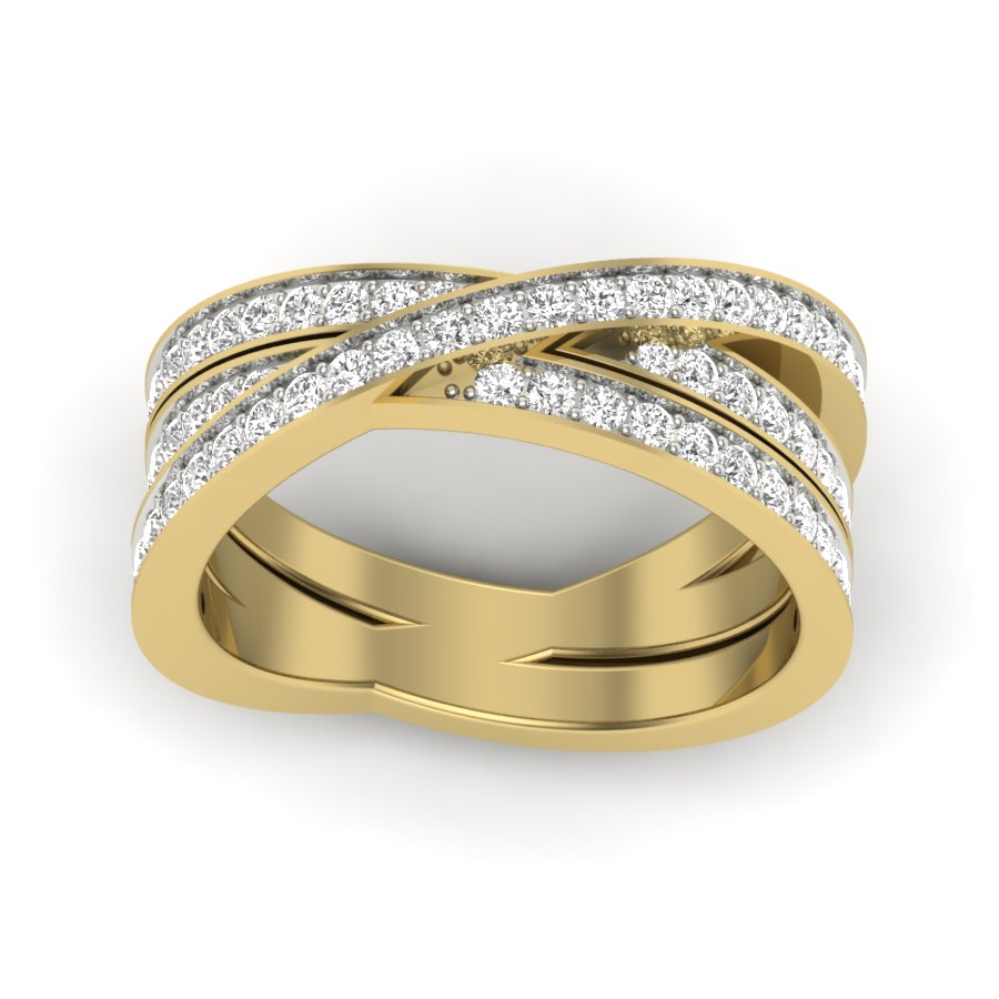 0.62 TW Pave & Prong Set Ring Crossover Ring Round Cut Lab Grown Diamond Ring Engagement Ring Wedding Ring Bridal Ring PR478