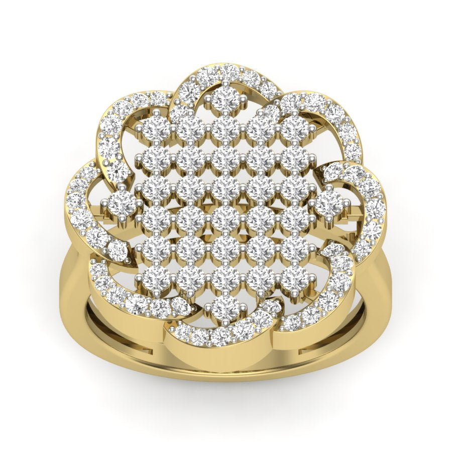 1.15 TW Flower Style Round Cut Lab Grown Diamond Ring Gold Engagement Ring Prong Set Ring Bridal Wedding Ring PR485