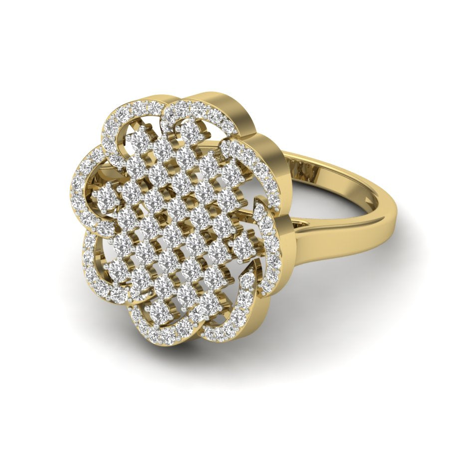 1.15 TW Flower Style Round Cut Lab Grown Diamond Ring Gold Engagement Ring Prong Set Ring Bridal Wedding Ring PR485