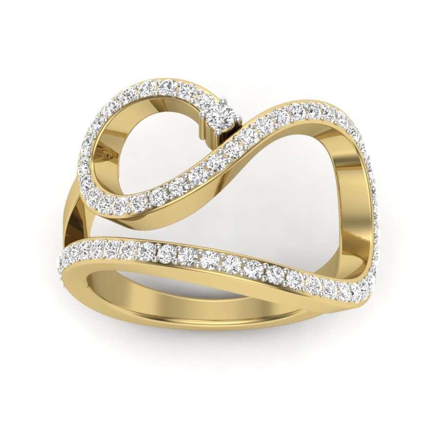 0.52 TW Round Cut Lab Grown Diamond Ring Prong setting With Fancy curved Ring Wedding Ring Solitaire engagement Ring PR491