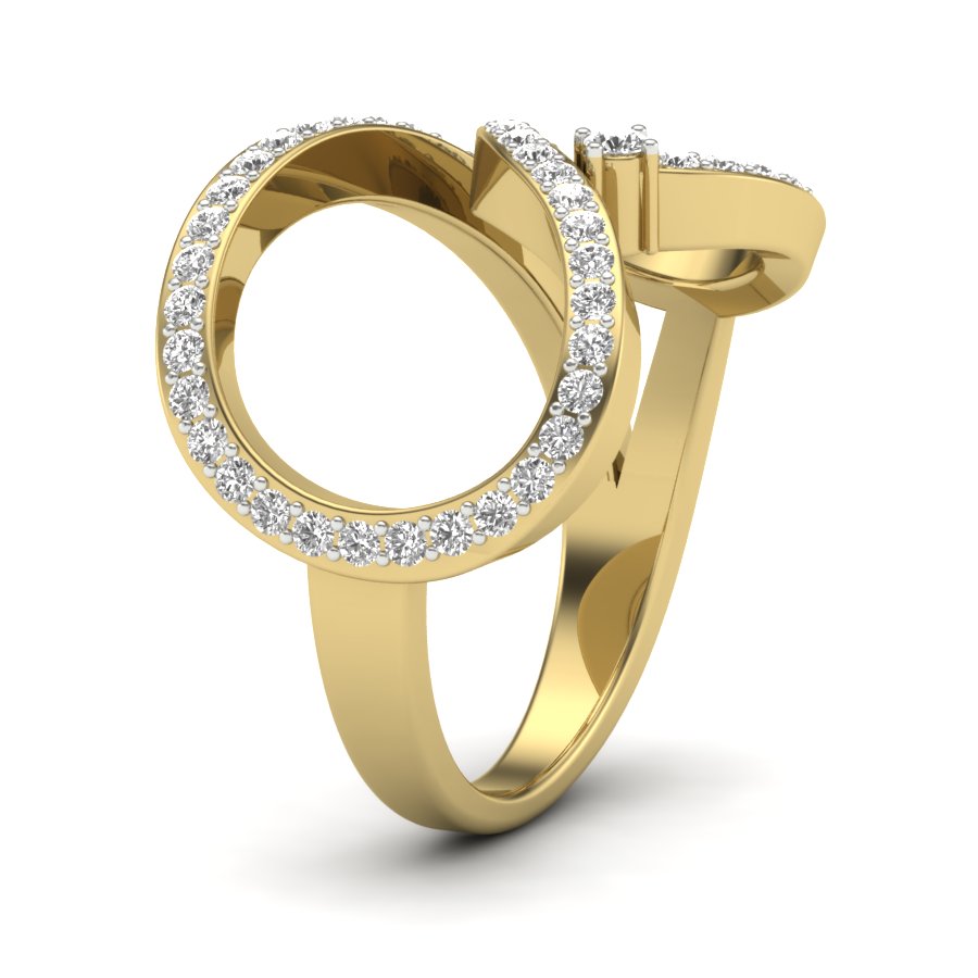 0.52 TW Round Cut Lab Grown Diamond Ring Prong setting With Fancy curved Ring Wedding Ring Solitaire engagement Ring PR491