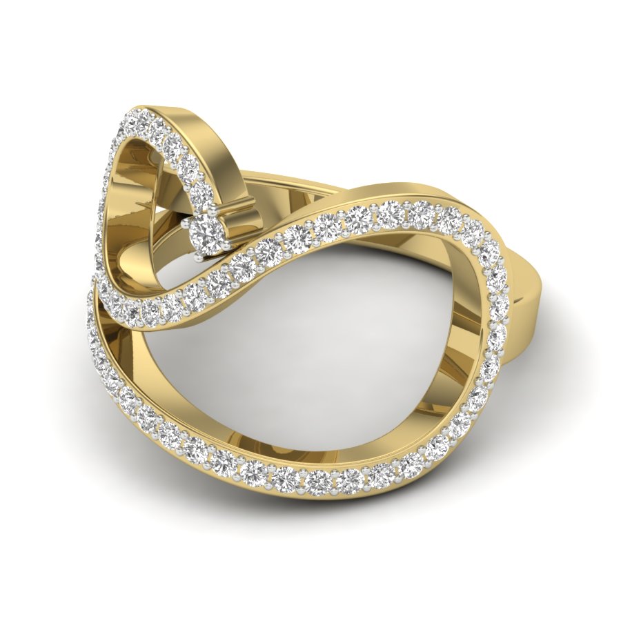 0.52 TW Round Cut Lab Grown Diamond Ring Prong setting With Fancy curved Ring Wedding Ring Solitaire engagement Ring PR491