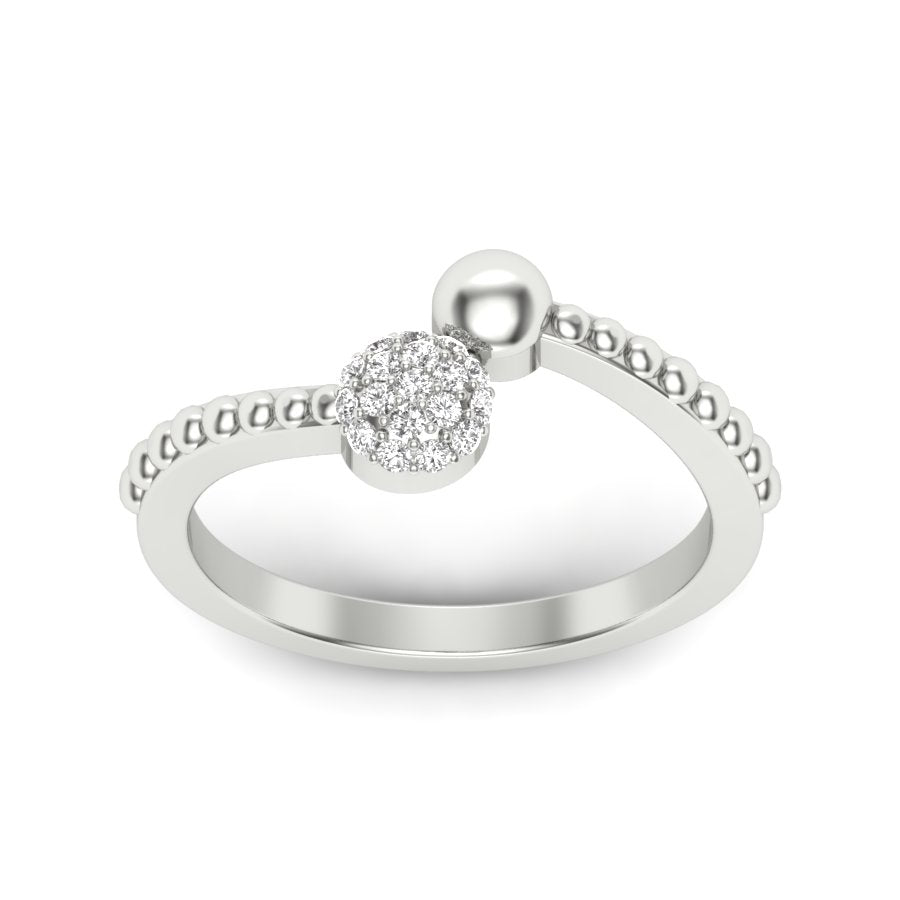 0.12 TW Flower Design Round Cut Lab Grown Diamond Ring Engagement Ring Cluster Set Band Wedding Ring PR495