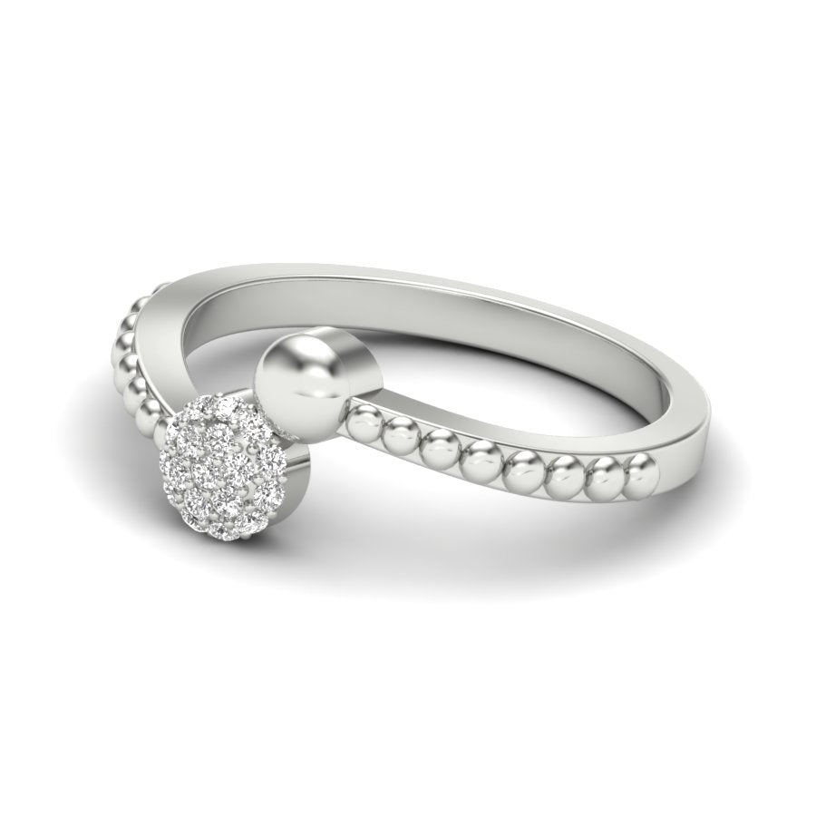 0.12 TW Flower Design Round Cut Lab Grown Diamond Ring Engagement Ring Cluster Set Band Wedding Ring PR495