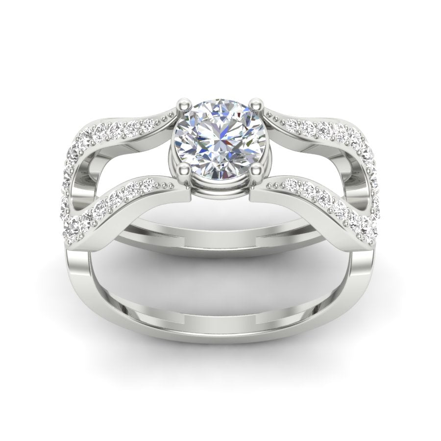 1.24 TW Two Tone Unique Ring Prong Set Ring Round Cut Lab Grown Diamond Ring Split Shank Band Wedding ring Bridal Ring Engagement ring PR496