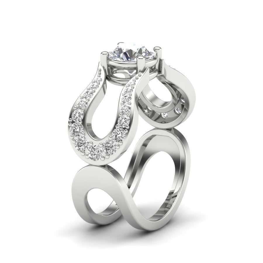 1.24 TW Two Tone Unique Ring Prong Set Ring Round Cut Lab Grown Diamond Ring Split Shank Band Wedding ring Bridal Ring Engagement ring PR496