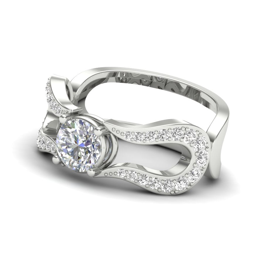 1.24 TW Two Tone Unique Ring Prong Set Ring Round Cut Lab Grown Diamond Ring Split Shank Band Wedding ring Bridal Ring Engagement ring PR496