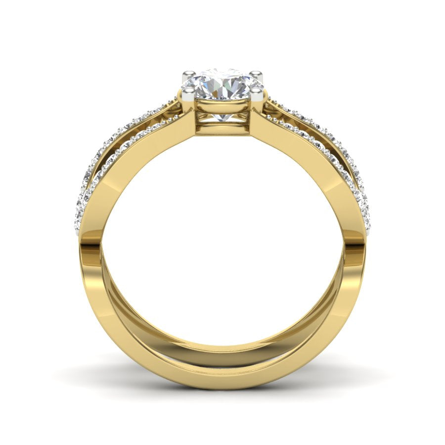 1.24 TW Two Tone Unique Ring Prong Set Ring Round Cut Lab Grown Diamond Ring Split Shank Band Wedding ring Bridal Ring Engagement ring PR496