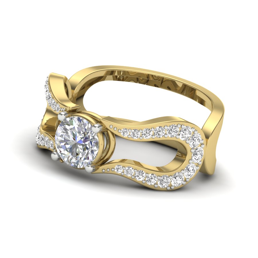 1.24 TW Two Tone Unique Ring Prong Set Ring Round Cut Lab Grown Diamond Ring Split Shank Band Wedding ring Bridal Ring Engagement ring PR496