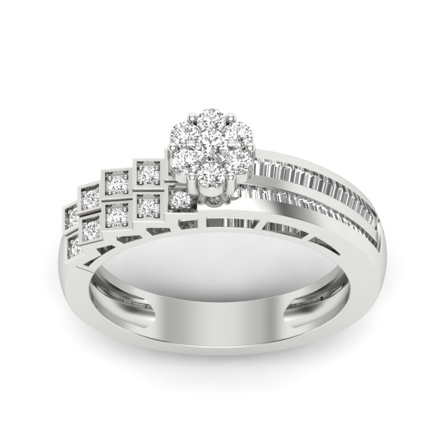 0.58 TW Double Row Half Eternity Band Round Cut Lab Grown Diamond Band Engagement Band Channel & Prong set Band For Bridal Wedding Band PR508