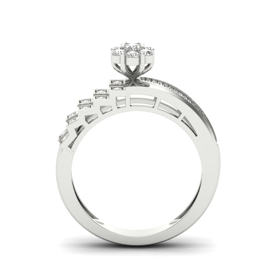 0.58 TW Double Row Half Eternity Band Round Cut Lab Grown Diamond Band Engagement Band Channel & Prong set Band For Bridal Wedding Band PR508