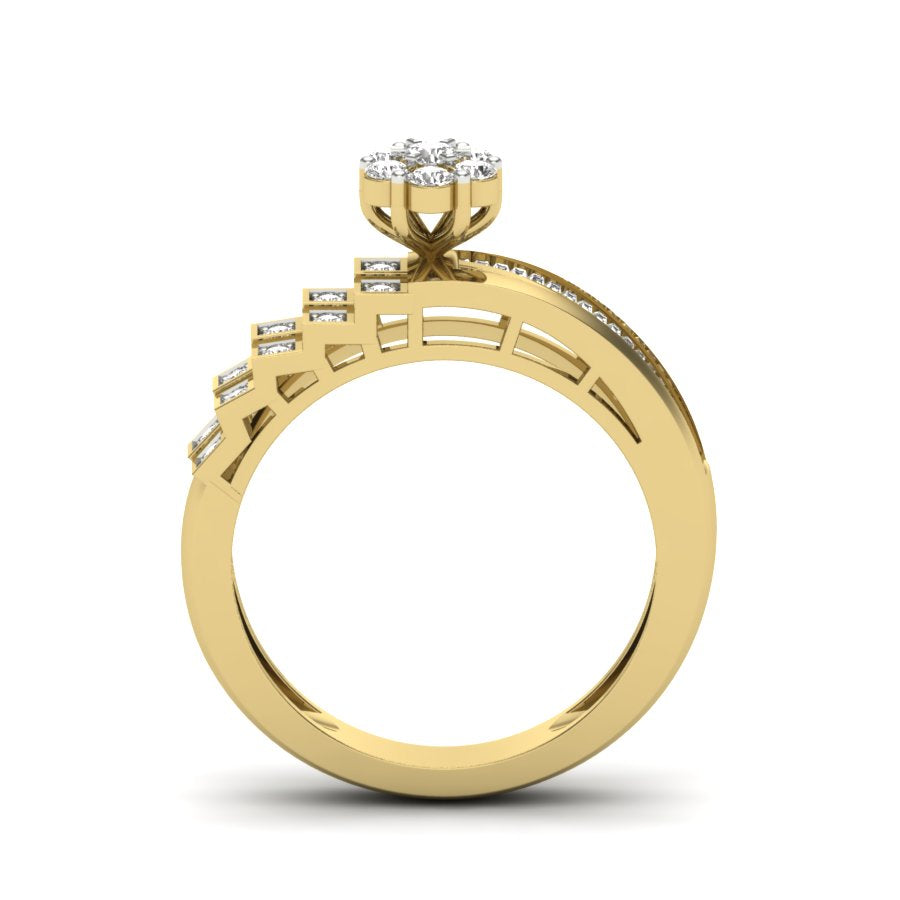 0.58 TW Double Row Half Eternity Band Round Cut Lab Grown Diamond Band Engagement Band Channel & Prong set Band For Bridal Wedding Band PR508