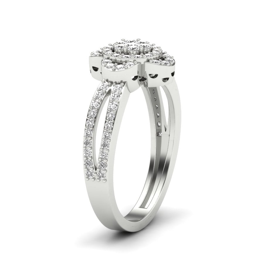 0.49 TW Flower Style Round Cut Lab Grown Diamond Ring Gold Engagement Ring Prong Set Ring Bridal Wedding Ring PR512