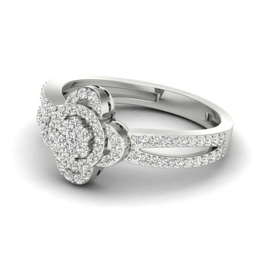 0.49 TW Flower Style Round Cut Lab Grown Diamond Ring Gold Engagement Ring Prong Set Ring Bridal Wedding Ring PR512