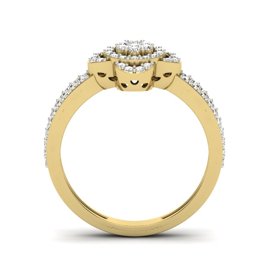 0.49 TW Flower Style Round Cut Lab Grown Diamond Ring Gold Engagement Ring Prong Set Ring Bridal Wedding Ring PR512