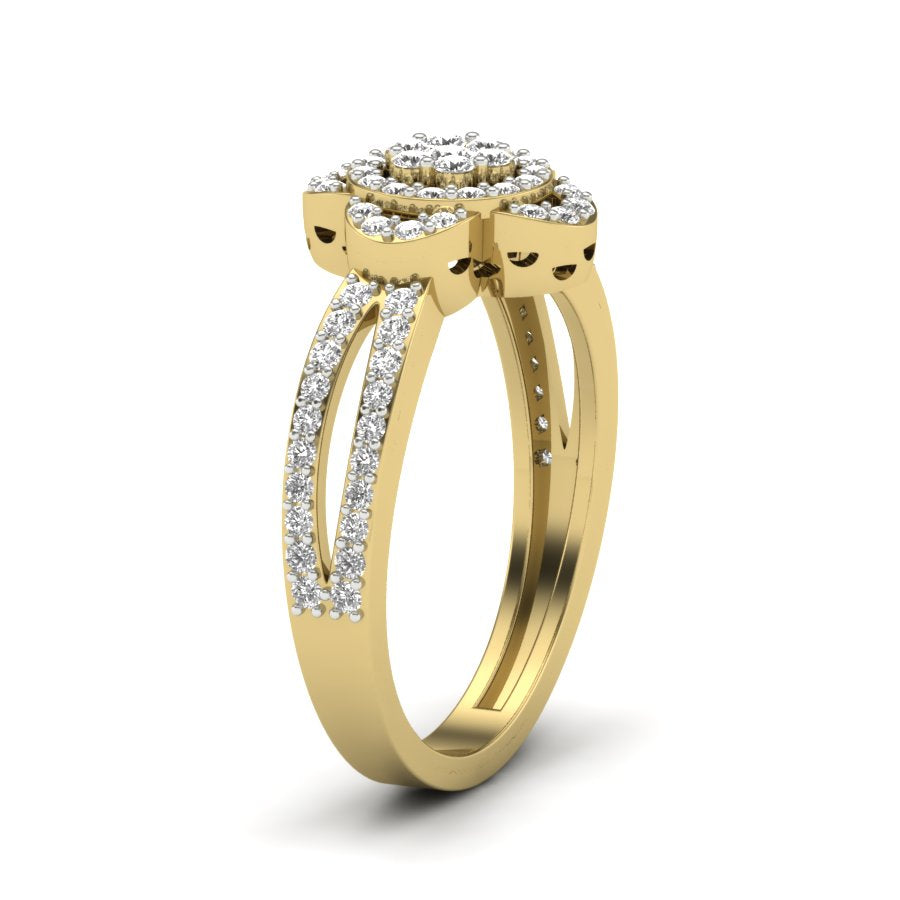 0.49 TW Flower Style Round Cut Lab Grown Diamond Ring Gold Engagement Ring Prong Set Ring Bridal Wedding Ring PR512