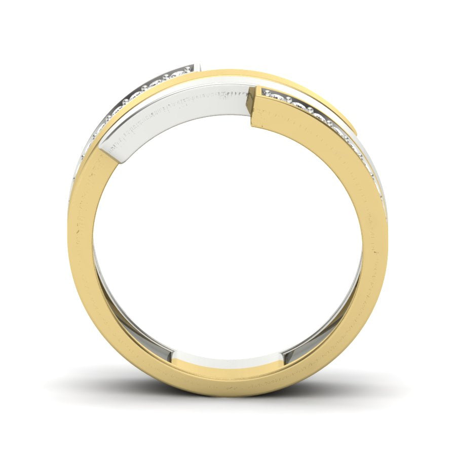 0.15 TW Two Tone Engagement Band Unique Design Band With Round Cut Lab Grown Diamond Band Pave & Prong Set Band Bridal Band Wedding Band PR514