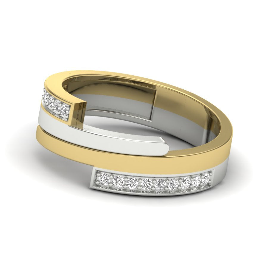 0.15 TW Two Tone Engagement Band Unique Design Band With Round Cut Lab Grown Diamond Band Pave & Prong Set Band Bridal Band Wedding Band PR514