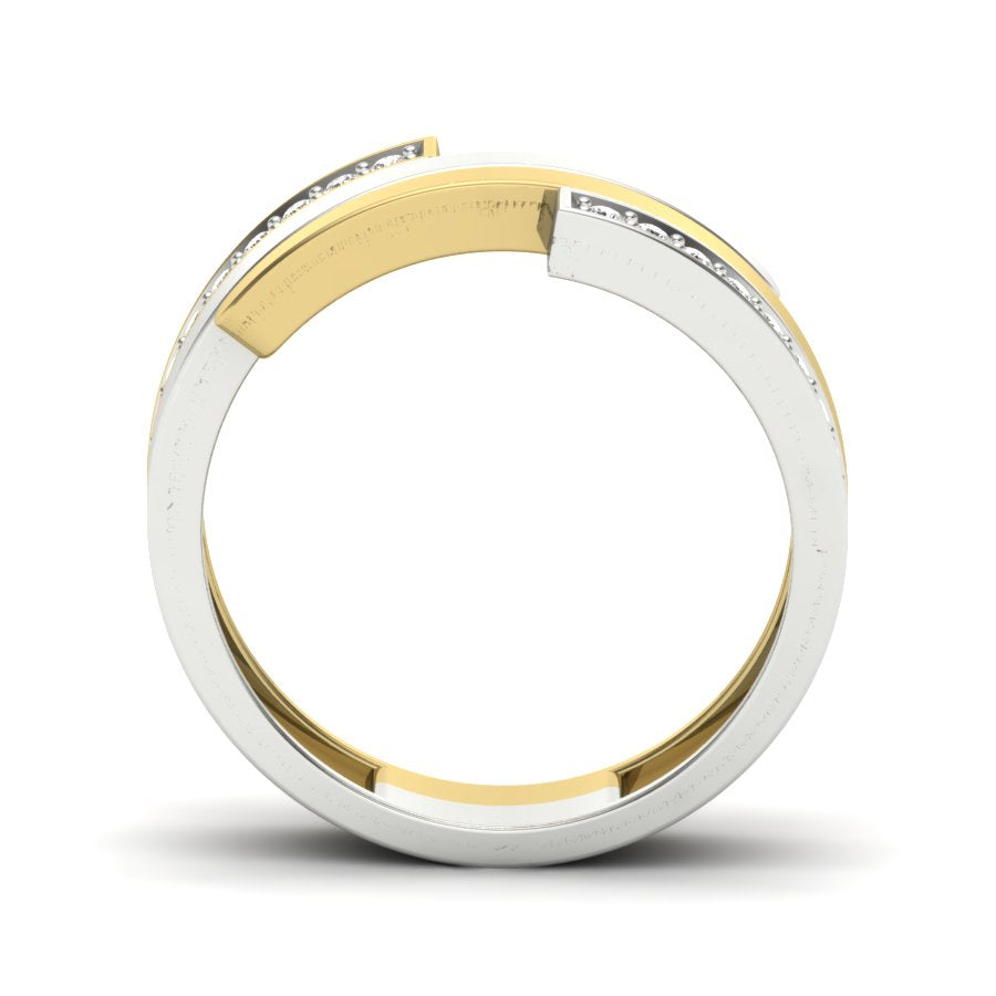 0.15 TW Two Tone Engagement Band Unique Design Band With Round Cut Lab Grown Diamond Band Pave & Prong Set Band Bridal Band Wedding Band PR514