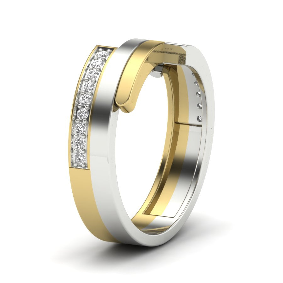 0.15 TW Two Tone Engagement Band Unique Design Band With Round Cut Lab Grown Diamond Band Pave & Prong Set Band Bridal Band Wedding Band PR514