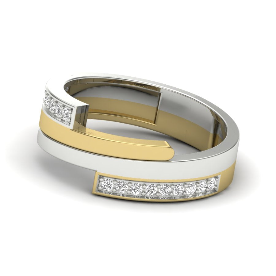 0.15 TW Two Tone Engagement Band Unique Design Band With Round Cut Lab Grown Diamond Band Pave & Prong Set Band Bridal Band Wedding Band PR514