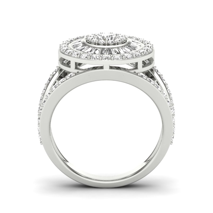 1.43 TW Split Band Round & Baguette Cut Lab Grown Diamond Ring Engagement Ring Channel & Prong set Ring For Bridal Wedding Ring PR515