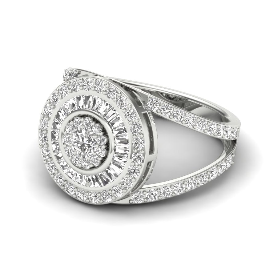 1.43 TW Split Band Round & Baguette Cut Lab Grown Diamond Ring Engagement Ring Channel & Prong set Ring For Bridal Wedding Ring PR515