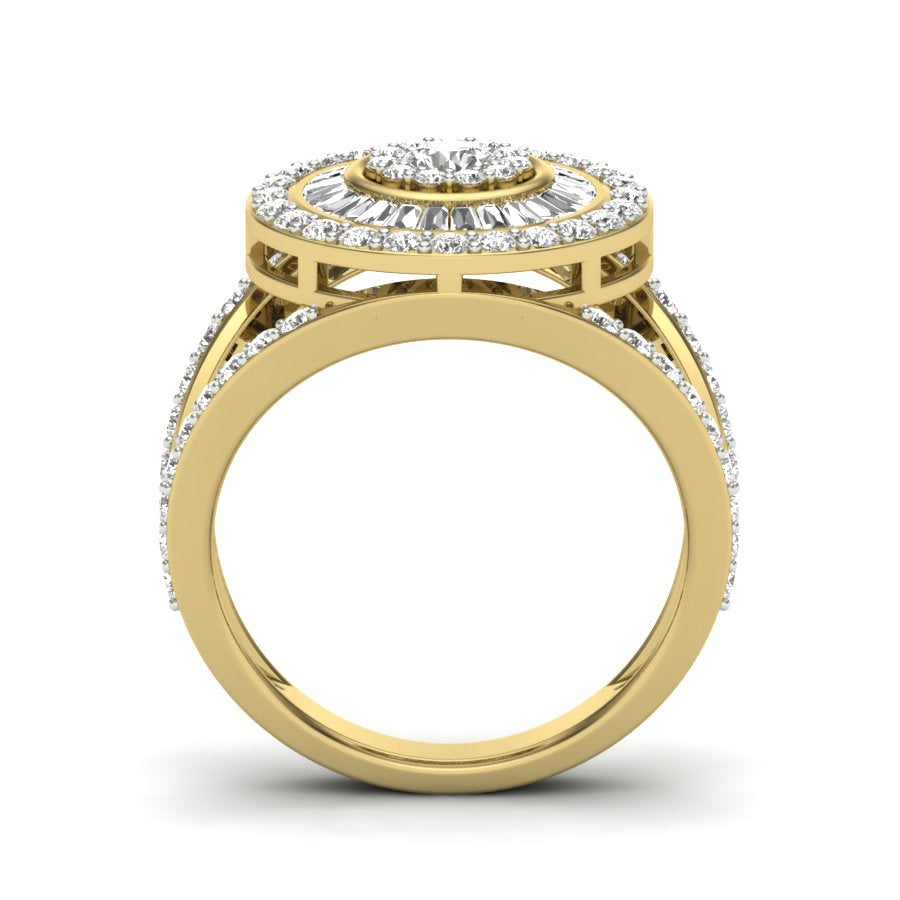 1.43 TW Split Band Round & Baguette Cut Lab Grown Diamond Ring Engagement Ring Channel & Prong set Ring For Bridal Wedding Ring PR515