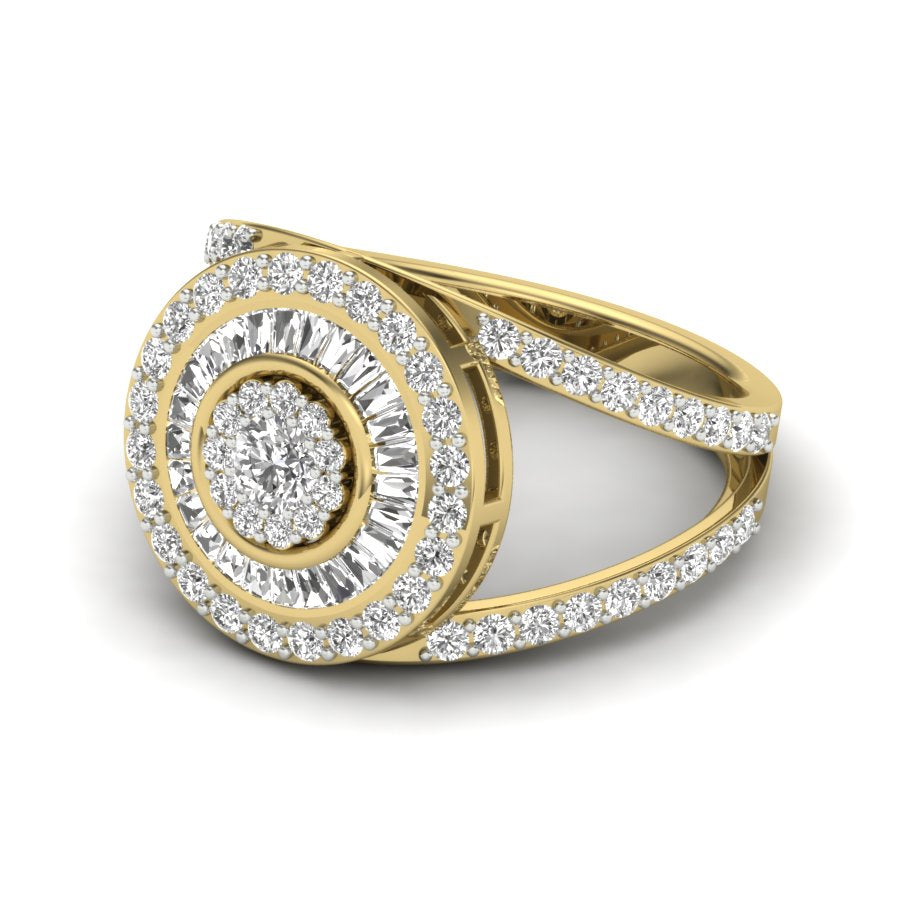 1.43 TW Split Band Round & Baguette Cut Lab Grown Diamond Ring Engagement Ring Channel & Prong set Ring For Bridal Wedding Ring PR515