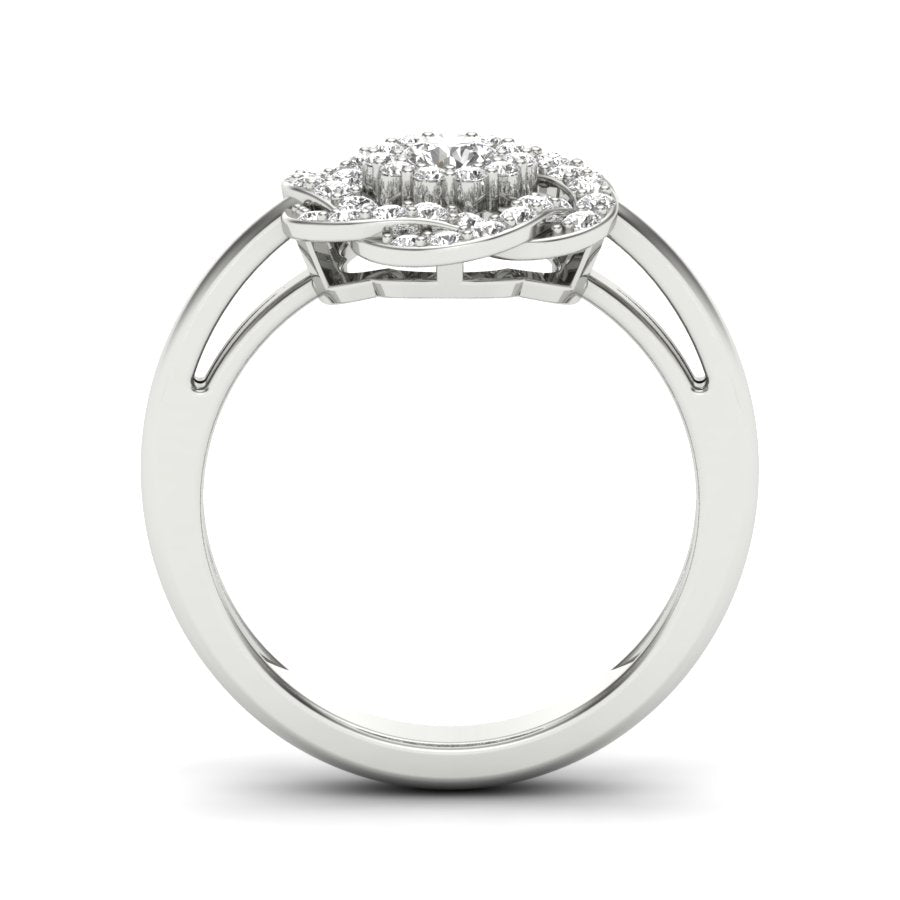 0.32 TW Round Cut Lab Grown Diamond Ring Unique Flower Engagement Ring Prong Setting Ring Wedding Ring PR516