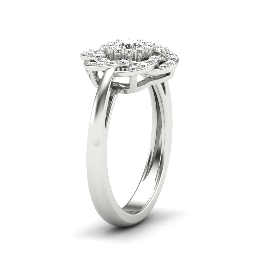 0.32 TW Round Cut Lab Grown Diamond Ring Unique Flower Engagement Ring Prong Setting Ring Wedding Ring PR516