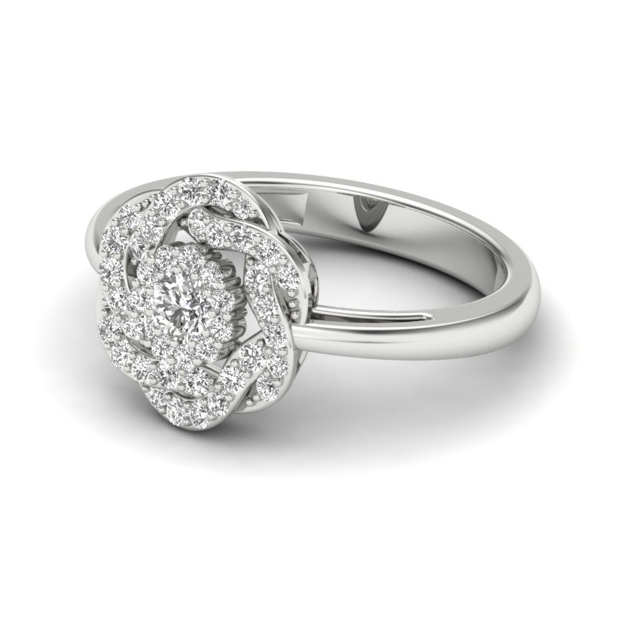 0.32 TW Round Cut Lab Grown Diamond Ring Unique Flower Engagement Ring Prong Setting Ring Wedding Ring PR516