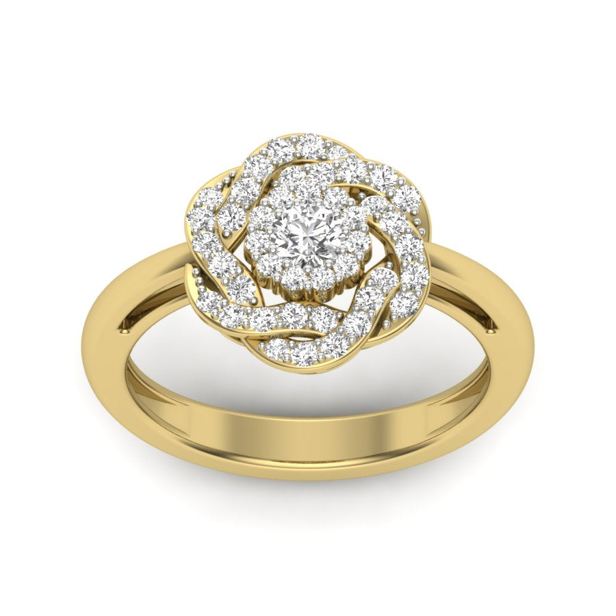 0.32 TW Round Cut Lab Grown Diamond Ring Unique Flower Engagement Ring Prong Setting Ring Wedding Ring PR516