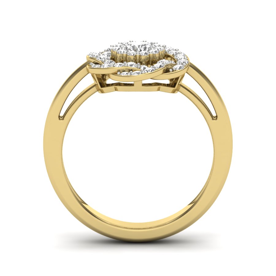 0.32 TW Round Cut Lab Grown Diamond Ring Unique Flower Engagement Ring Prong Setting Ring Wedding Ring PR516