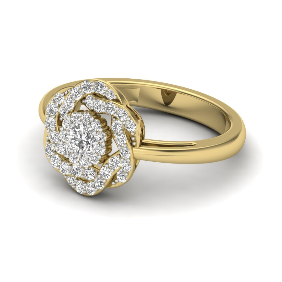 0.32 TW Round Cut Lab Grown Diamond Ring Unique Flower Engagement Ring Prong Setting Ring Wedding Ring PR516