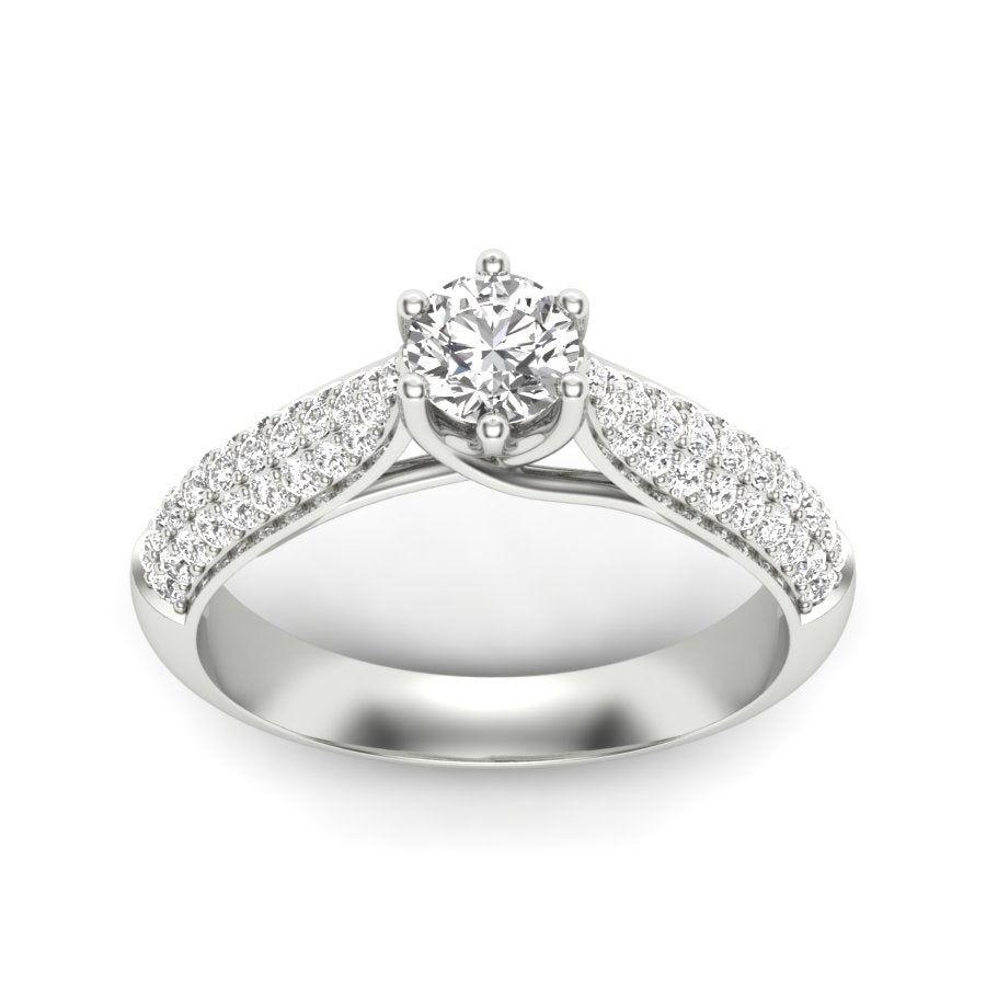 0.88 TW Solitaire Round Cut Lab Grown Diamond Ring Ladies Cluster Unique Engagement Ring Multi Tone gold Wedding Ring PR517