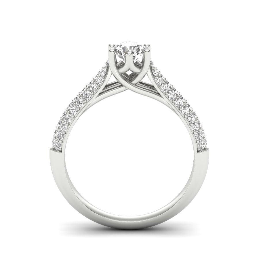 0.88 TW Solitaire Round Cut Lab Grown Diamond Ring Ladies Cluster Unique Engagement Ring Multi Tone gold Wedding Ring PR517