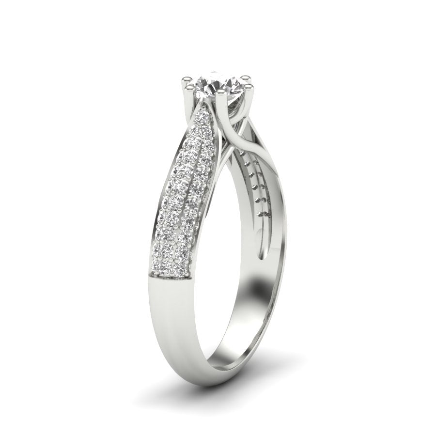 0.88 TW Solitaire Round Cut Lab Grown Diamond Ring Ladies Cluster Unique Engagement Ring Multi Tone gold Wedding Ring PR517