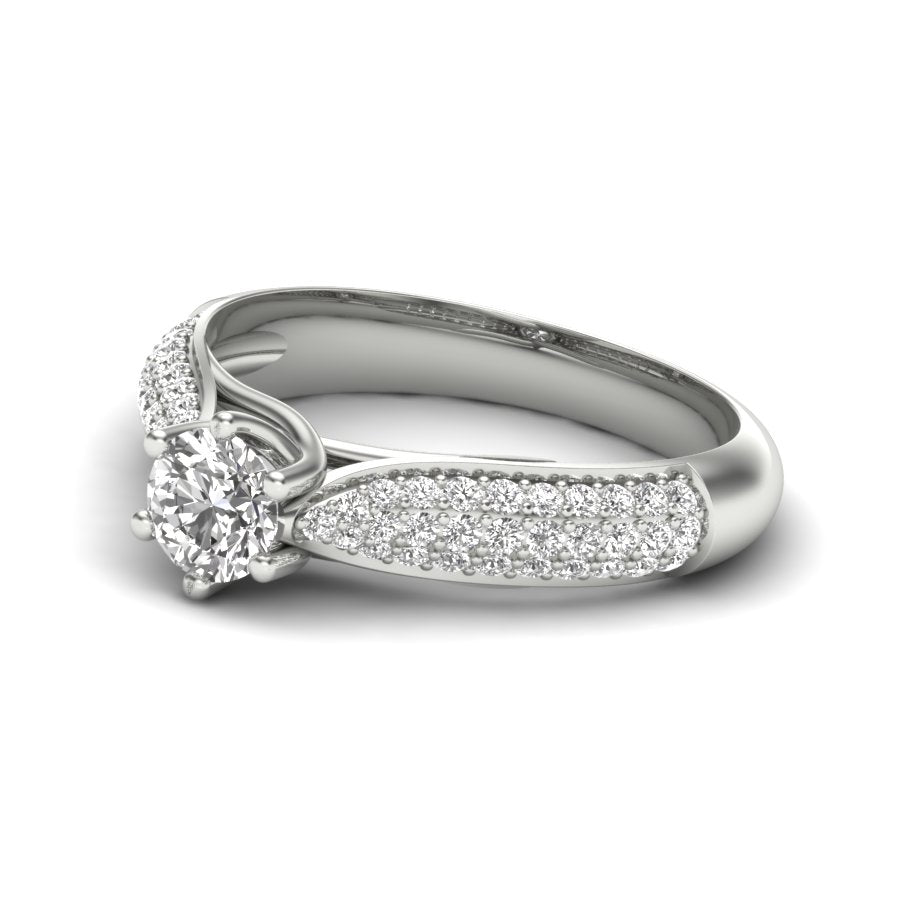 0.88 TW Solitaire Round Cut Lab Grown Diamond Ring Ladies Cluster Unique Engagement Ring Multi Tone gold Wedding Ring PR517