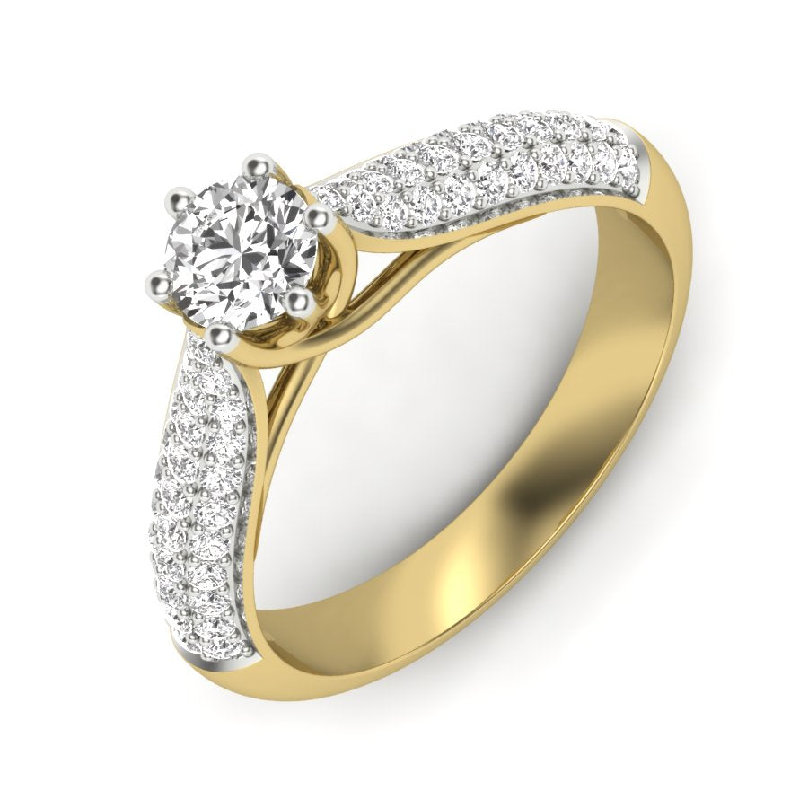 0.88 TW Solitaire Round Cut Lab Grown Diamond Ring Ladies Cluster Unique Engagement Ring Multi Tone gold Wedding Ring PR517