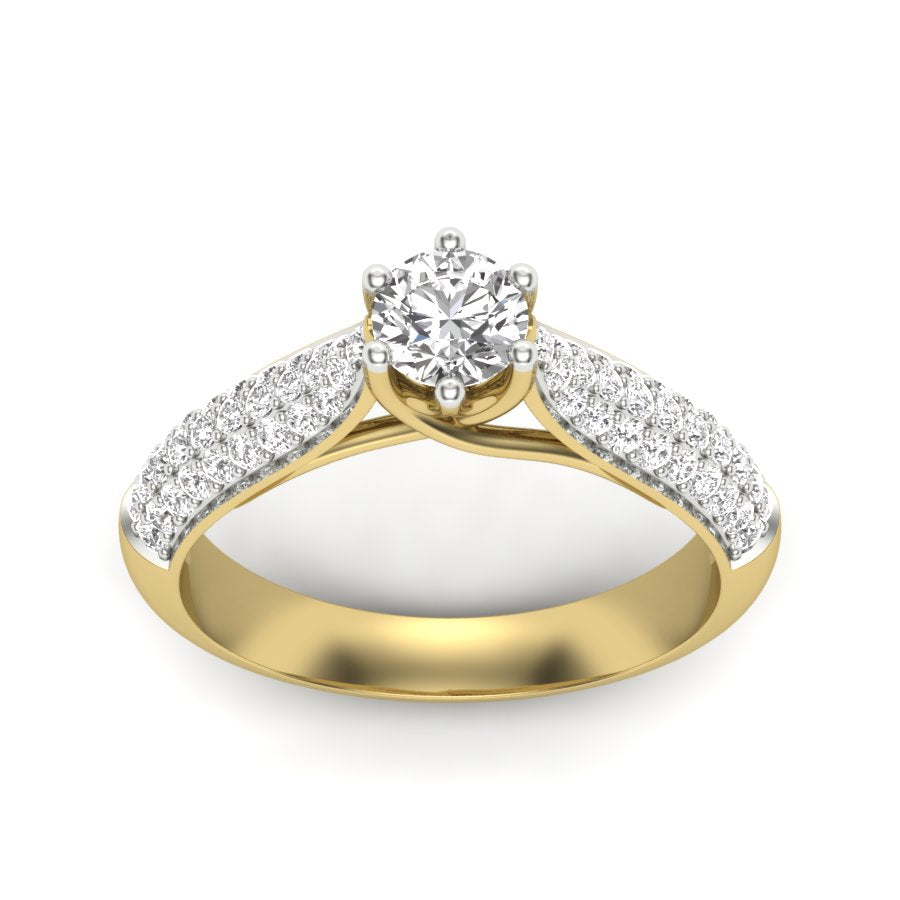 0.88 TW Solitaire Round Cut Lab Grown Diamond Ring Ladies Cluster Unique Engagement Ring Multi Tone gold Wedding Ring PR517