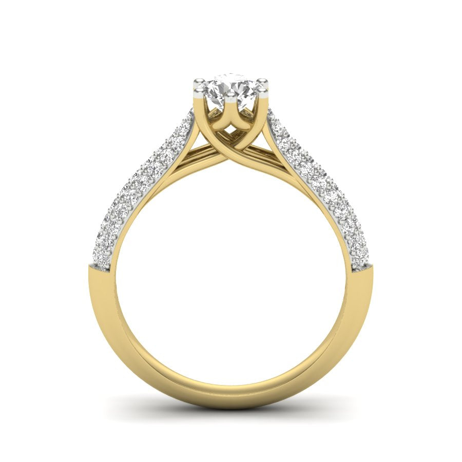 0.88 TW Solitaire Round Cut Lab Grown Diamond Ring Ladies Cluster Unique Engagement Ring Multi Tone gold Wedding Ring PR517