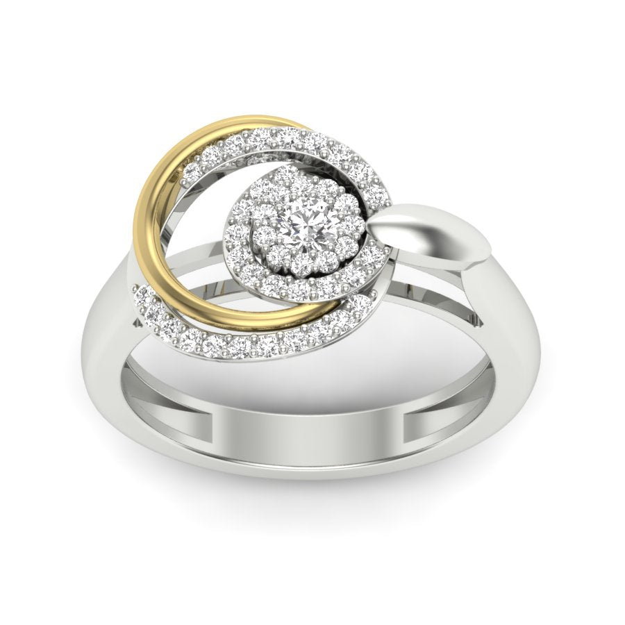 0.36 TW Two Tone Unique Ring Prong Set Ring Round Cut Lab Grown Diamond Ring Wedding ring Bridal Ring Engagement ring PR520