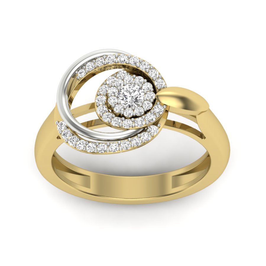 0.36 TW Two Tone Unique Ring Prong Set Ring Round Cut Lab Grown Diamond Ring Wedding ring Bridal Ring Engagement ring PR520