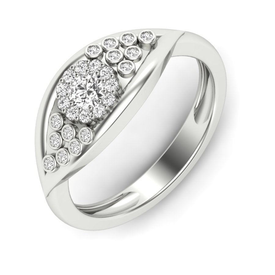 0.33 TW Unique Design Ring Round Cut Lab Grown Diamond Ring Ladies Cluster Unique Engagement Ring Prong Set Wedding Ring PR521