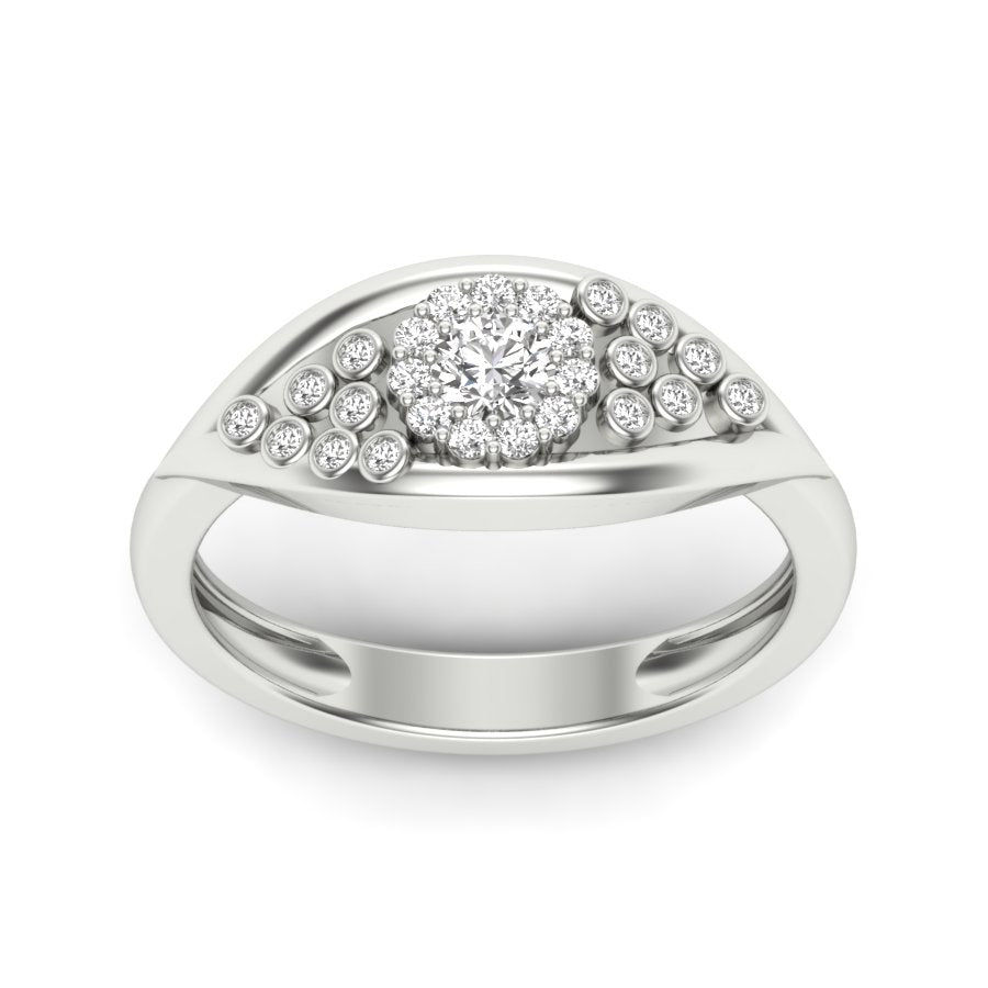 0.33 TW Unique Design Ring Round Cut Lab Grown Diamond Ring Ladies Cluster Unique Engagement Ring Prong Set Wedding Ring PR521